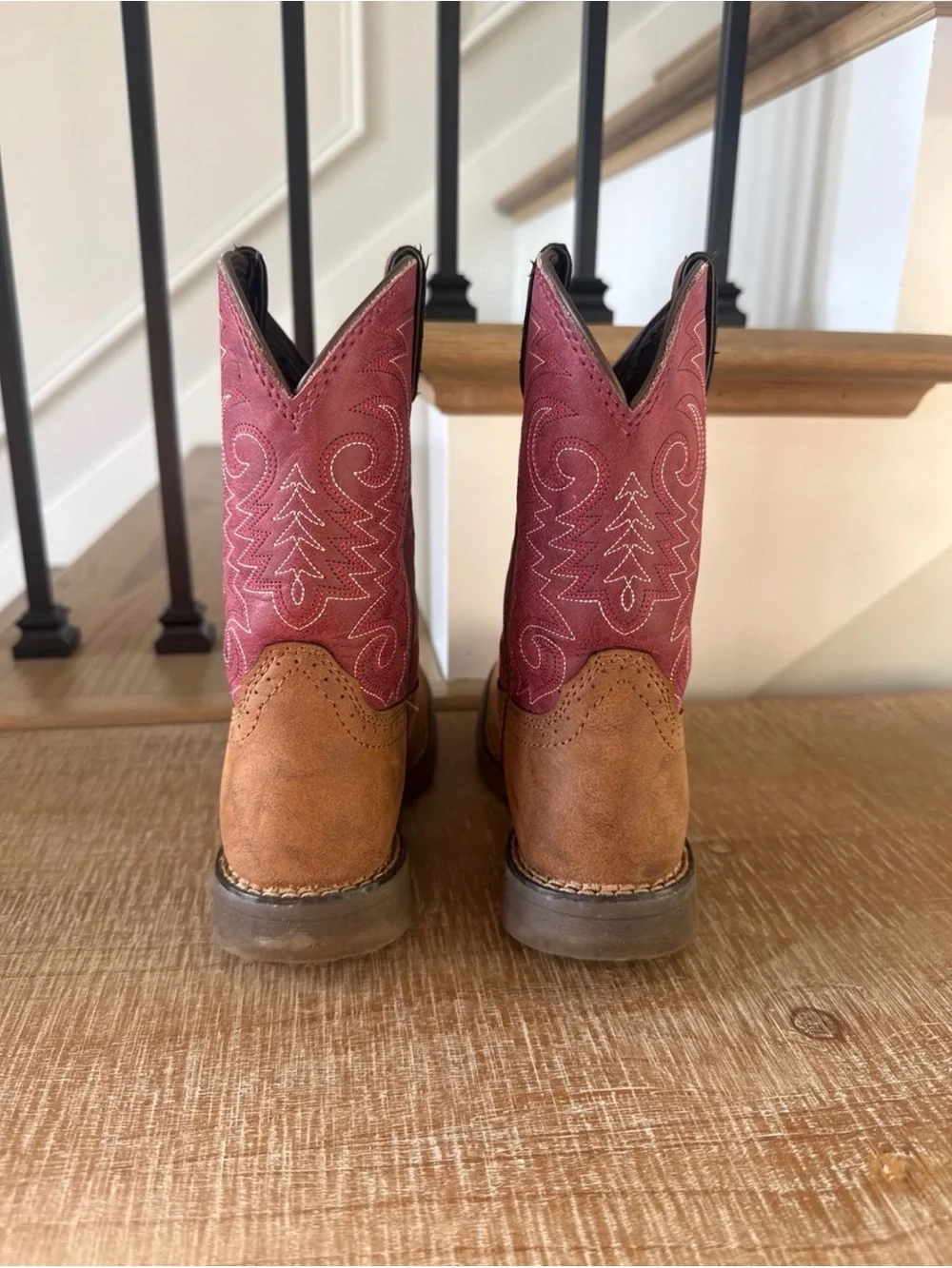 Durango Brown Leather Boot with Pink Accents